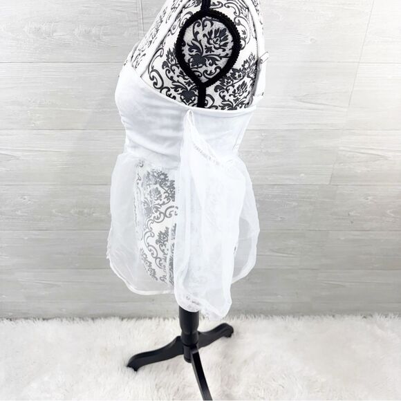 Showpo White Sheer Sleeve Corset-Style Top 4 - Picture 6 of 9